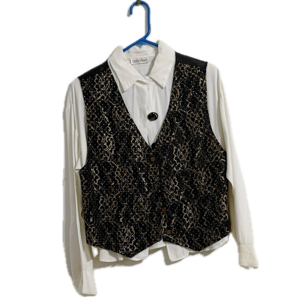 Christina Black and Gold Women's Button Down Shirt